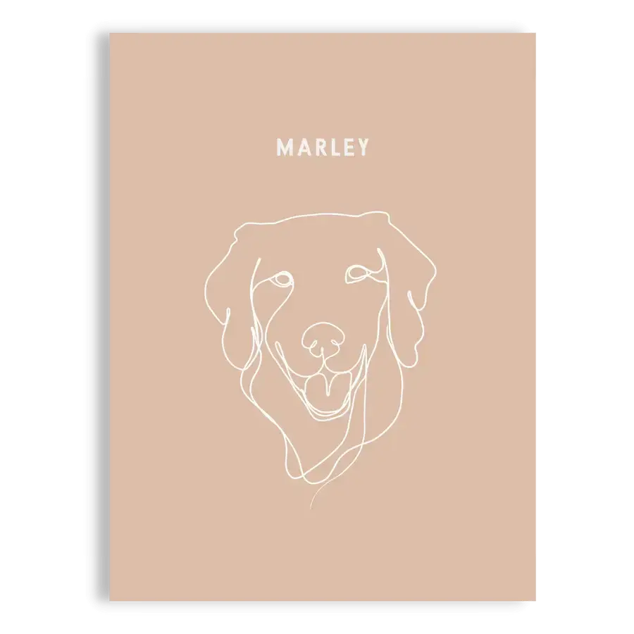 Custom One Pet Line Drawing Portrait on Terracotta background, no frame – renaissance pet, memorial for a pet, personalised soft toys by Paw-Pixie