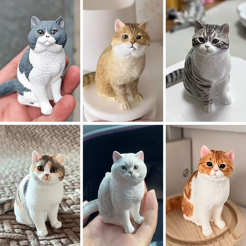 Custom Pet Plaster Sculptures – collage of multiple cat plaster replicas
