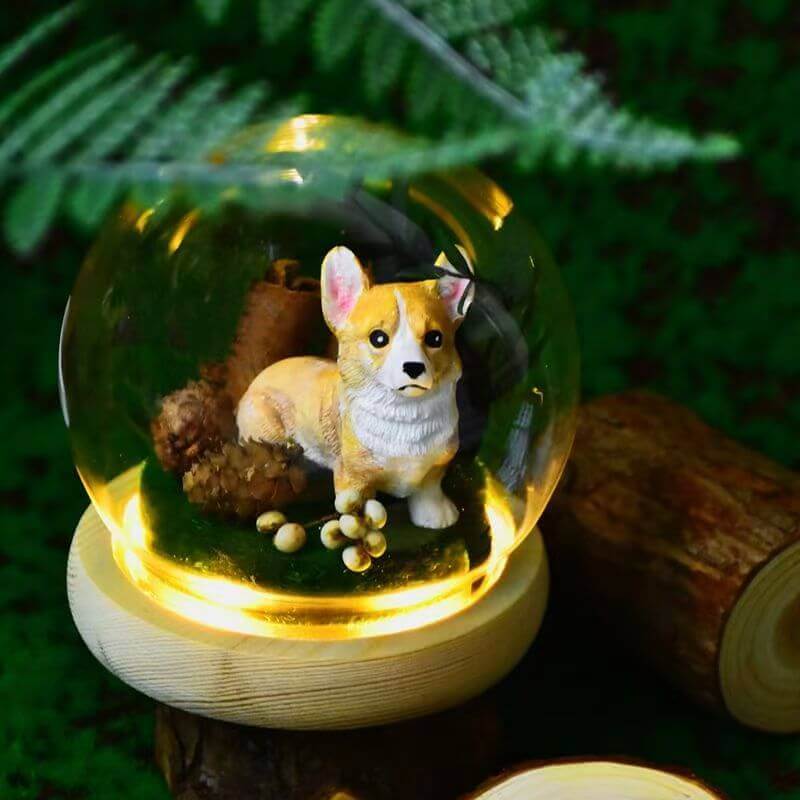 Custom diorama pet plaster sculpture with dog, personalised memorial gift
