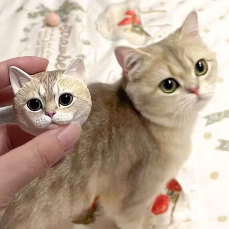 Custom pet plaster sculpture avatar style with cat head, personalised memorial artwork
