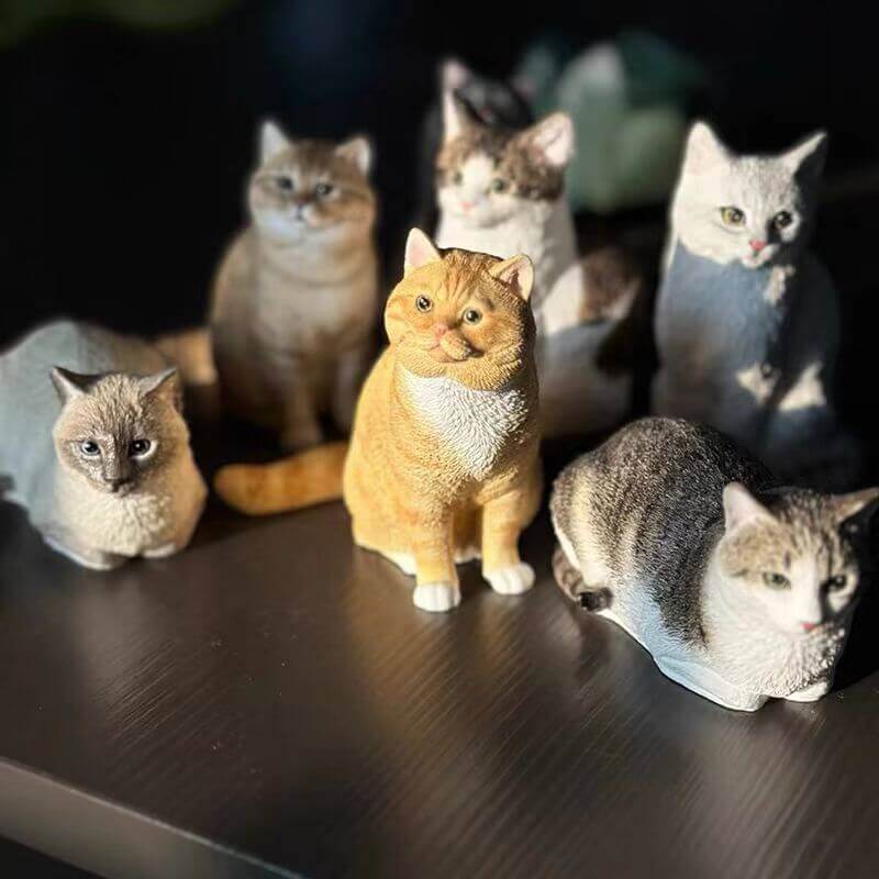 Custom whole body pet plaster sculptures, realistic cat memorial figurines