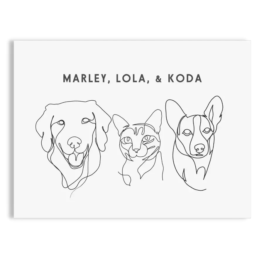 Custom One Pet Line Drawing Portrait on Soft White background with No Frame — dog painting face, dog artwork, pet memorial gifts by Paw-Pixie