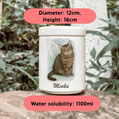 Custom Pet Urn with engraved dog portrait memorial keepsake, water stability tested — by Paw-Pixie