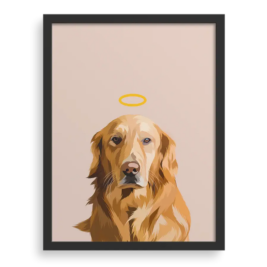 Custom Memorial Pet Portrait with Dusty Pink background, black frame, no name – paw-pixie