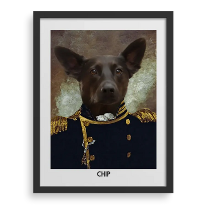 Custom pet portrait "The Grand Elegance" with Black frame by Paw-Pixie.
