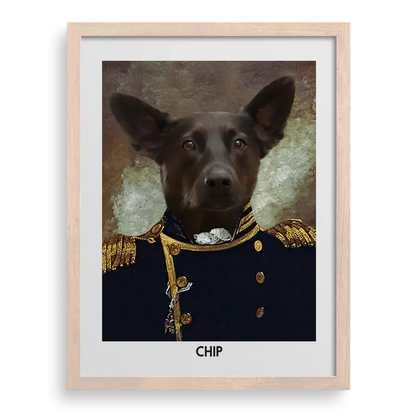 Custom pet portrait "The Grand Elegance" with Brown frame by Paw-Pixie.
