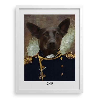 Custom pet portrait "The Grand Elegance" with White frame by Paw-Pixie.
