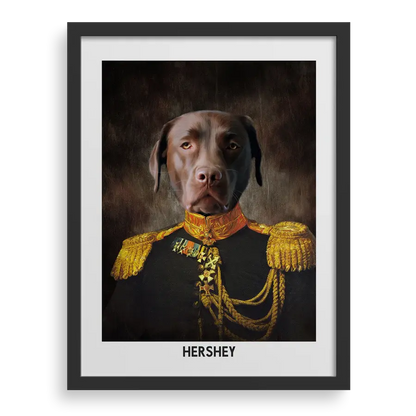 Custom pet portrait "The Regal Leader" with Black frame by Paw-Pixie.
